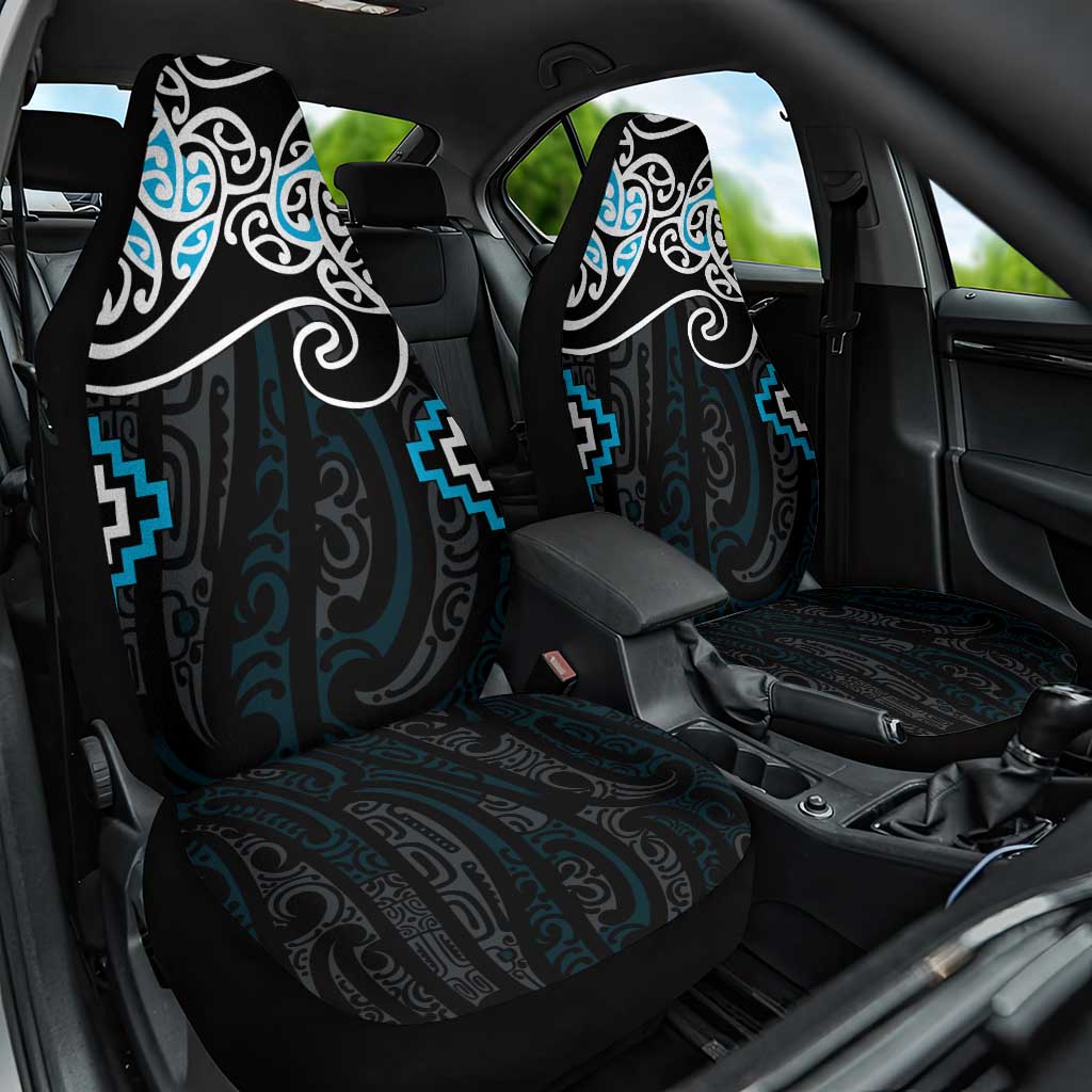 Blue Aotearoa Tukutuku Manawa Tapu Car Seat Cover Ta Moko Toi Maori LT9 One Size Blue - Polynesian Pride
