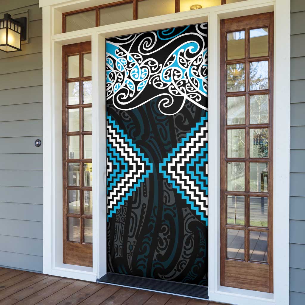 Blue Aotearoa Tukutuku Manawa Tapu Door Cover Ta Moko Toi Maori LT9 - Polynesian Pride