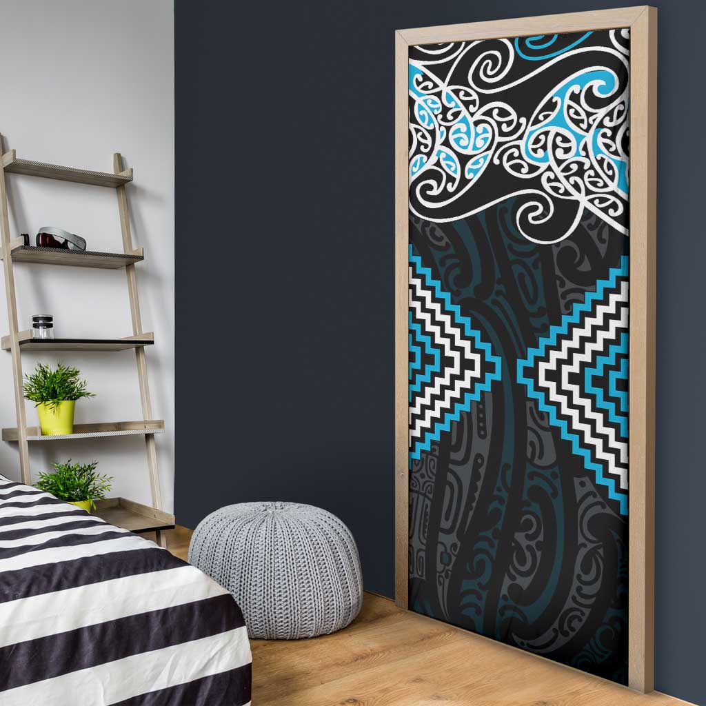 Blue Aotearoa Tukutuku Manawa Tapu Door Cover Ta Moko Toi Maori LT9 - Polynesian Pride