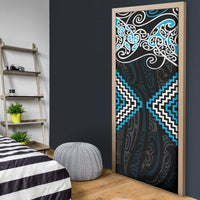 Blue Aotearoa Tukutuku Manawa Tapu Door Cover Ta Moko Toi Maori LT9 - Polynesian Pride