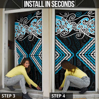 Blue Aotearoa Tukutuku Manawa Tapu Door Cover Ta Moko Toi Maori LT9 - Polynesian Pride