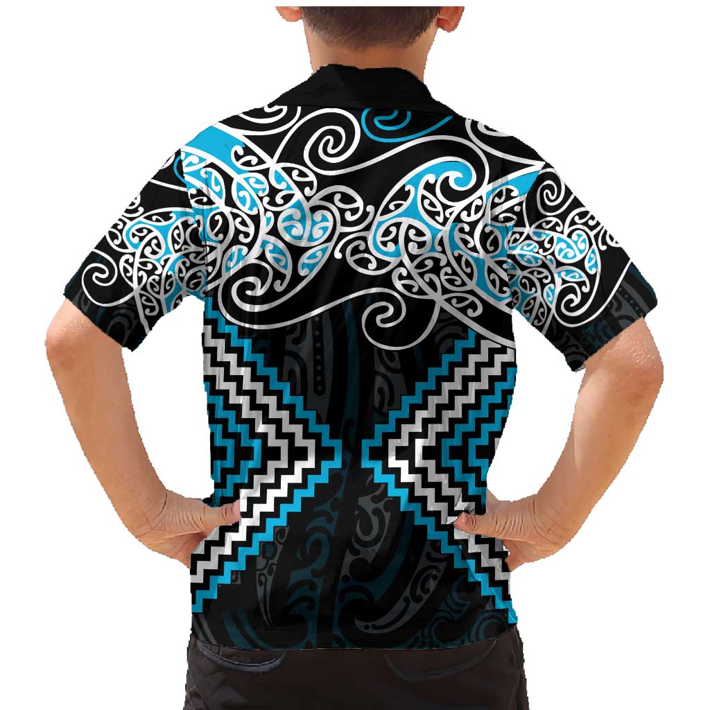 Blue Aotearoa Tukutuku Manawa Tapu Family Matching Mermaid Dress and Hawaiian Shirt Ta Moko Toi Maori LT9 - Polynesian Pride