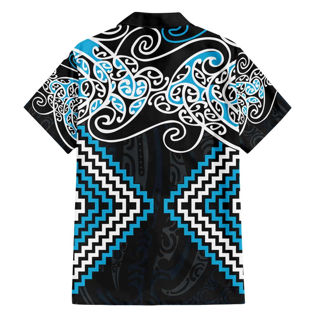 Blue Aotearoa Tukutuku Manawa Tapu Family Matching Summer Maxi Dress and Hawaiian Shirt Ta Moko Toi Maori LT9 - Polynesian Pride