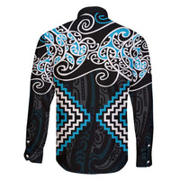 Blue Aotearoa Tukutuku Manawa Tapu Family Matching Summer Maxi Dress and Hawaiian Shirt Ta Moko Toi Maori LT9 - Polynesian Pride