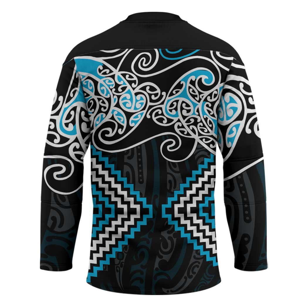 Blue Aotearoa Tukutuku Manawa Tapu Hockey Jersey Ta Moko Toi Maori LT9 - Polynesian Pride