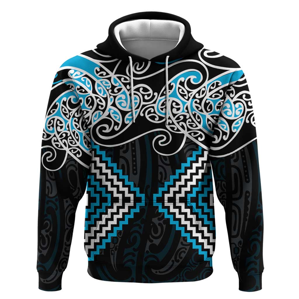 Blue Aotearoa Tukutuku Manawa Tapu Hoodie Ta Moko Toi Maori LT9 Pullover Hoodie Blue - Polynesian Pride