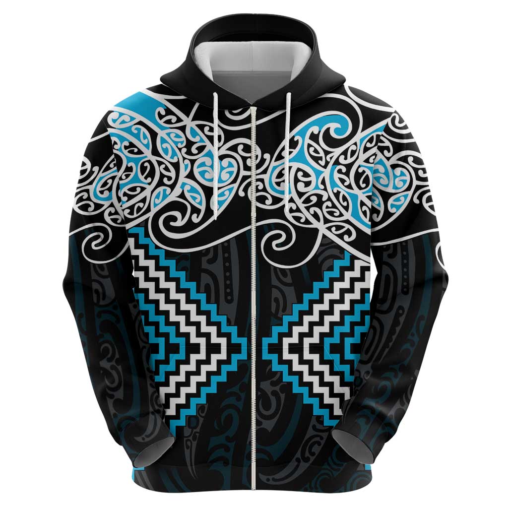 Blue Aotearoa Tukutuku Manawa Tapu Hoodie Ta Moko Toi Maori LT9 - Polynesian Pride
