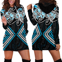 Blue Aotearoa Tukutuku Manawa Tapu Hoodie Dress Ta Moko Toi Maori LT9 - Polynesian Pride