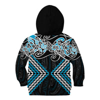 Blue Aotearoa Tukutuku Manawa Tapu Kid Hoodie Ta Moko Toi Maori LT9 - Polynesian Pride
