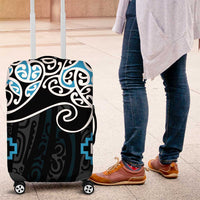 Blue Aotearoa Tukutuku Manawa Tapu Luggage Cover Ta Moko Toi Maori LT9 Blue - Polynesian Pride