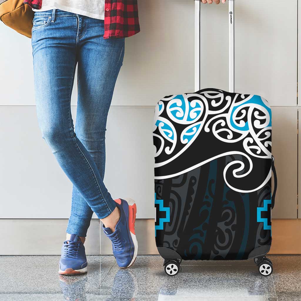 Blue Aotearoa Tukutuku Manawa Tapu Luggage Cover Ta Moko Toi Maori LT9 - Polynesian Pride
