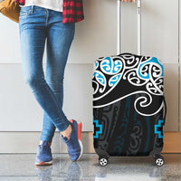 Blue Aotearoa Tukutuku Manawa Tapu Luggage Cover Ta Moko Toi Maori LT9 - Polynesian Pride