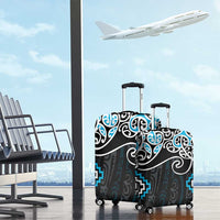 Blue Aotearoa Tukutuku Manawa Tapu Luggage Cover Ta Moko Toi Maori LT9 - Polynesian Pride