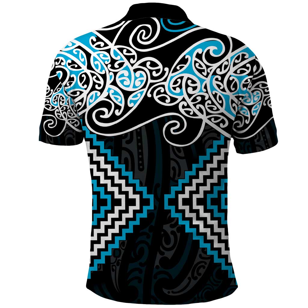 Blue Aotearoa Tukutuku Manawa Tapu Polo Shirt Ta Moko Toi Maori LT9 - Polynesian Pride