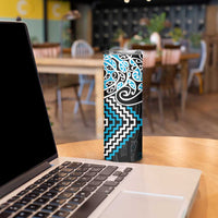 Blue Aotearoa Tukutuku Manawa Tapu Skinny Tumbler Ta Moko Toi Maori LT9 - Polynesian Pride