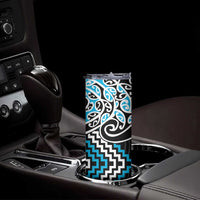 Blue Aotearoa Tukutuku Manawa Tapu Skinny Tumbler Ta Moko Toi Maori LT9 - Polynesian Pride