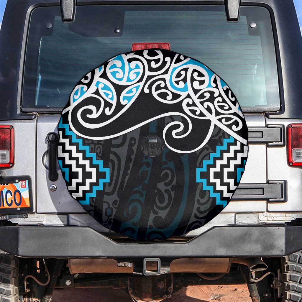 Blue Aotearoa Tukutuku Manawa Tapu Spare Tire Cover Ta Moko Toi Maori LT9 Blue - Polynesian Pride