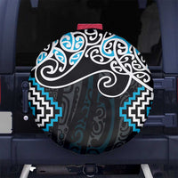 Blue Aotearoa Tukutuku Manawa Tapu Spare Tire Cover Ta Moko Toi Maori LT9 No hole Blue - Polynesian Pride