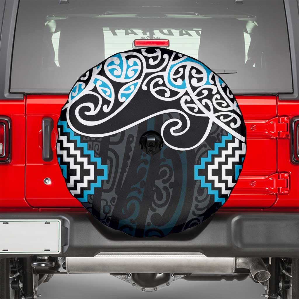 Blue Aotearoa Tukutuku Manawa Tapu Spare Tire Cover Ta Moko Toi Maori LT9 - Polynesian Pride
