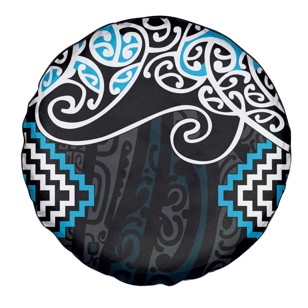 Blue Aotearoa Tukutuku Manawa Tapu Spare Tire Cover Ta Moko Toi Maori LT9 - Polynesian Pride