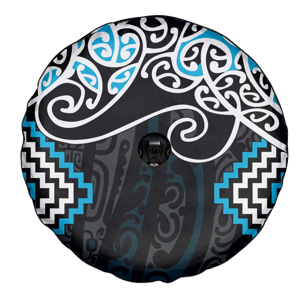 Blue Aotearoa Tukutuku Manawa Tapu Spare Tire Cover Ta Moko Toi Maori LT9 - Polynesian Pride