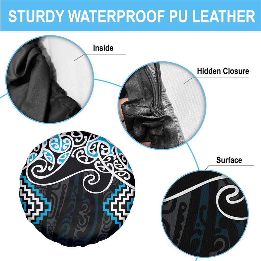 Blue Aotearoa Tukutuku Manawa Tapu Spare Tire Cover Ta Moko Toi Maori LT9 - Polynesian Pride