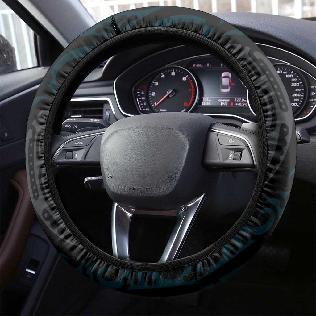 Blue Aotearoa Tukutuku Manawa Tapu Steering Wheel Cover Ta Moko Toi Maori LT9 - Polynesian Pride