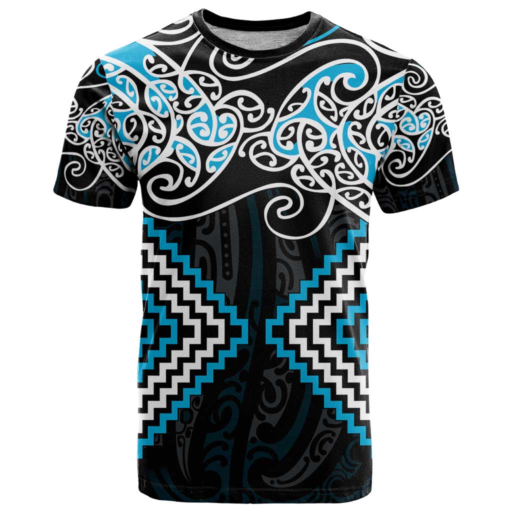 Blue Aotearoa Tukutuku Manawa Tapu T Shirt Ta Moko Toi Maori LT9 Blue - Polynesian Pride