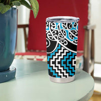 Blue Aotearoa Tukutuku Manawa Tapu Tumbler Cup Ta Moko Toi Maori LT9 - Polynesian Pride