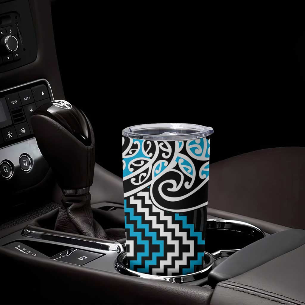 Blue Aotearoa Tukutuku Manawa Tapu Tumbler Cup Ta Moko Toi Maori LT9 - Polynesian Pride