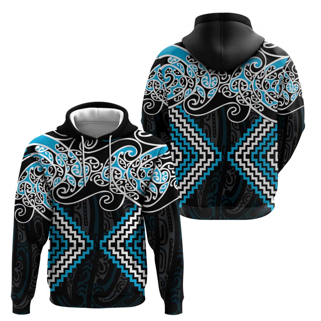 Blue Aotearoa Tukutuku Manawa Tapu Zip Hoodie Ta Moko Toi Maori LT9 - Polynesian Pride