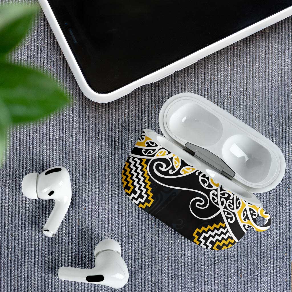 Gold Aotearoa Tukutuku Manawa Tapu AirPods Case Ta Moko Toi Maori LT9 - Polynesian Pride