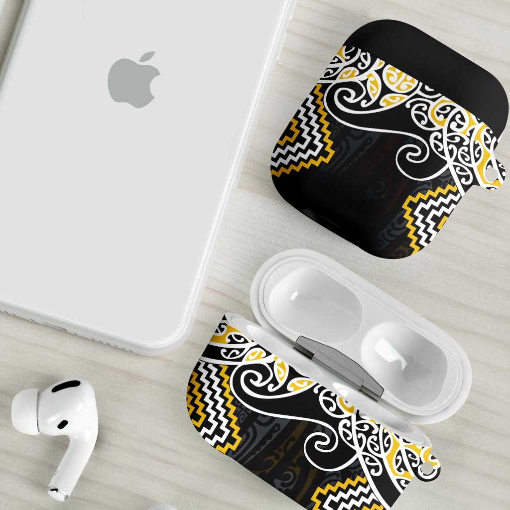 Gold Aotearoa Tukutuku Manawa Tapu AirPods Case Ta Moko Toi Maori LT9 - Polynesian Pride