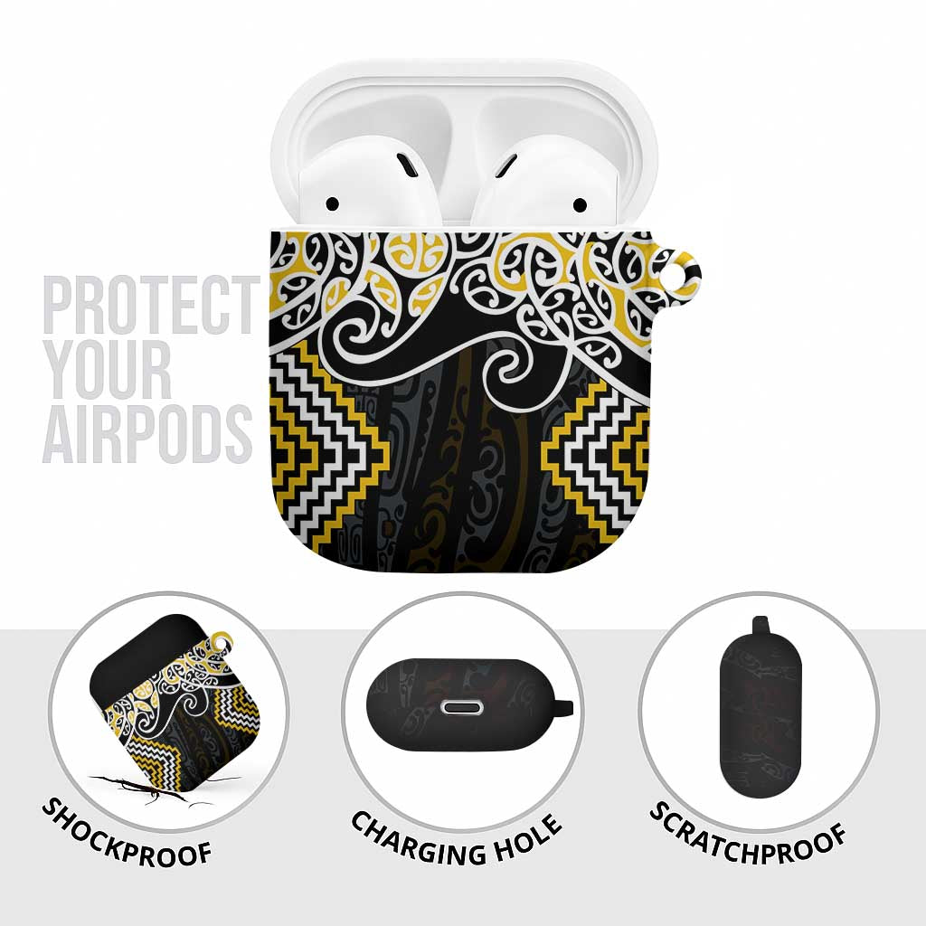 Gold Aotearoa Tukutuku Manawa Tapu AirPods Case Ta Moko Toi Maori LT9 - Polynesian Pride