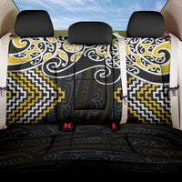 Gold Aotearoa Tukutuku Manawa Tapu Back Car Seat Cover Ta Moko Toi Maori LT9 One Size Gold - Polynesian Pride