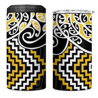 Gold Aotearoa Tukutuku Manawa Tapu 4 in 1 Can Cooler Tumbler Ta Moko Toi Maori LT9 One Size: 16 oz Gold - Polynesian Pride