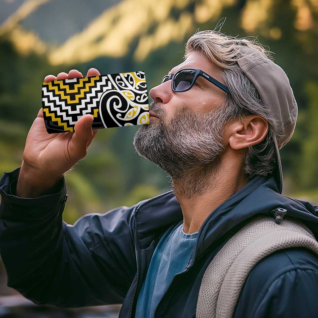Gold Aotearoa Tukutuku Manawa Tapu 4 in 1 Can Cooler Tumbler Ta Moko Toi Maori LT9 - Polynesian Pride