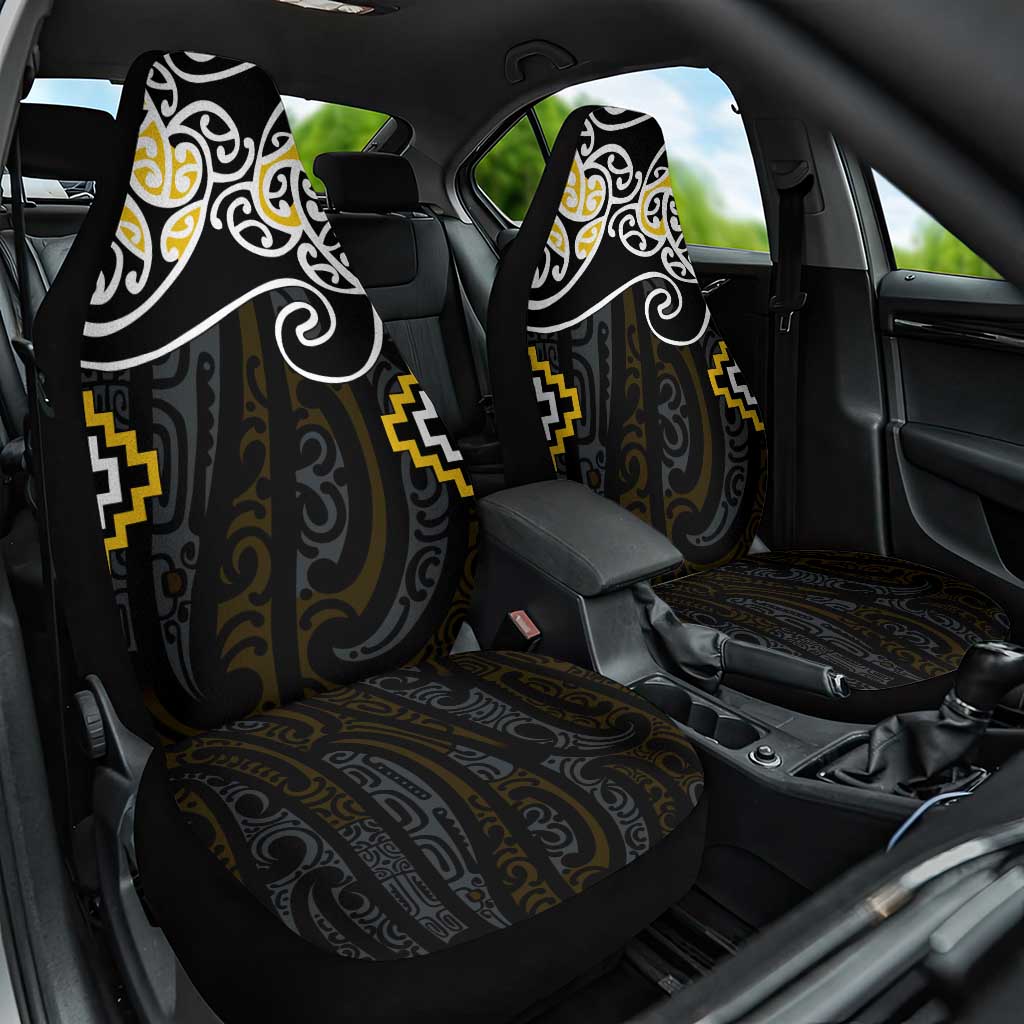 Gold Aotearoa Tukutuku Manawa Tapu Car Seat Cover Ta Moko Toi Maori LT9 One Size Gold - Polynesian Pride