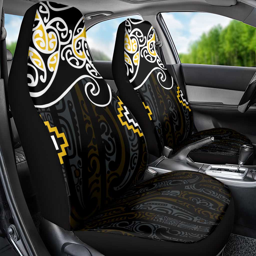 Gold Aotearoa Tukutuku Manawa Tapu Car Seat Cover Ta Moko Toi Maori LT9 - Polynesian Pride