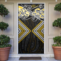 Gold Aotearoa Tukutuku Manawa Tapu Door Cover Ta Moko Toi Maori LT9 Gold - Polynesian Pride