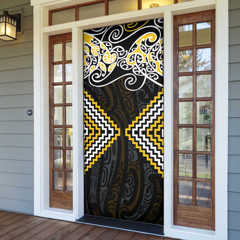 Gold Aotearoa Tukutuku Manawa Tapu Door Cover Ta Moko Toi Maori LT9 - Polynesian Pride