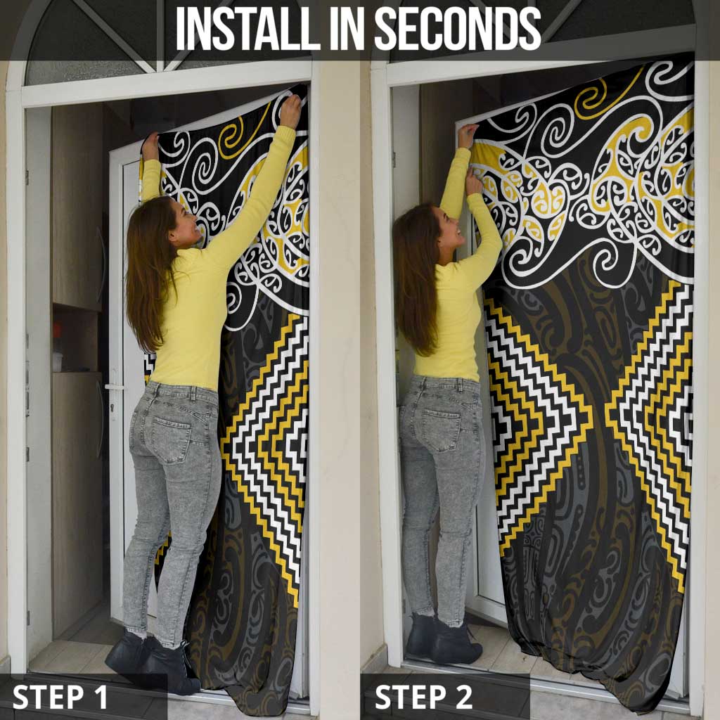 Gold Aotearoa Tukutuku Manawa Tapu Door Cover Ta Moko Toi Maori LT9 - Polynesian Pride