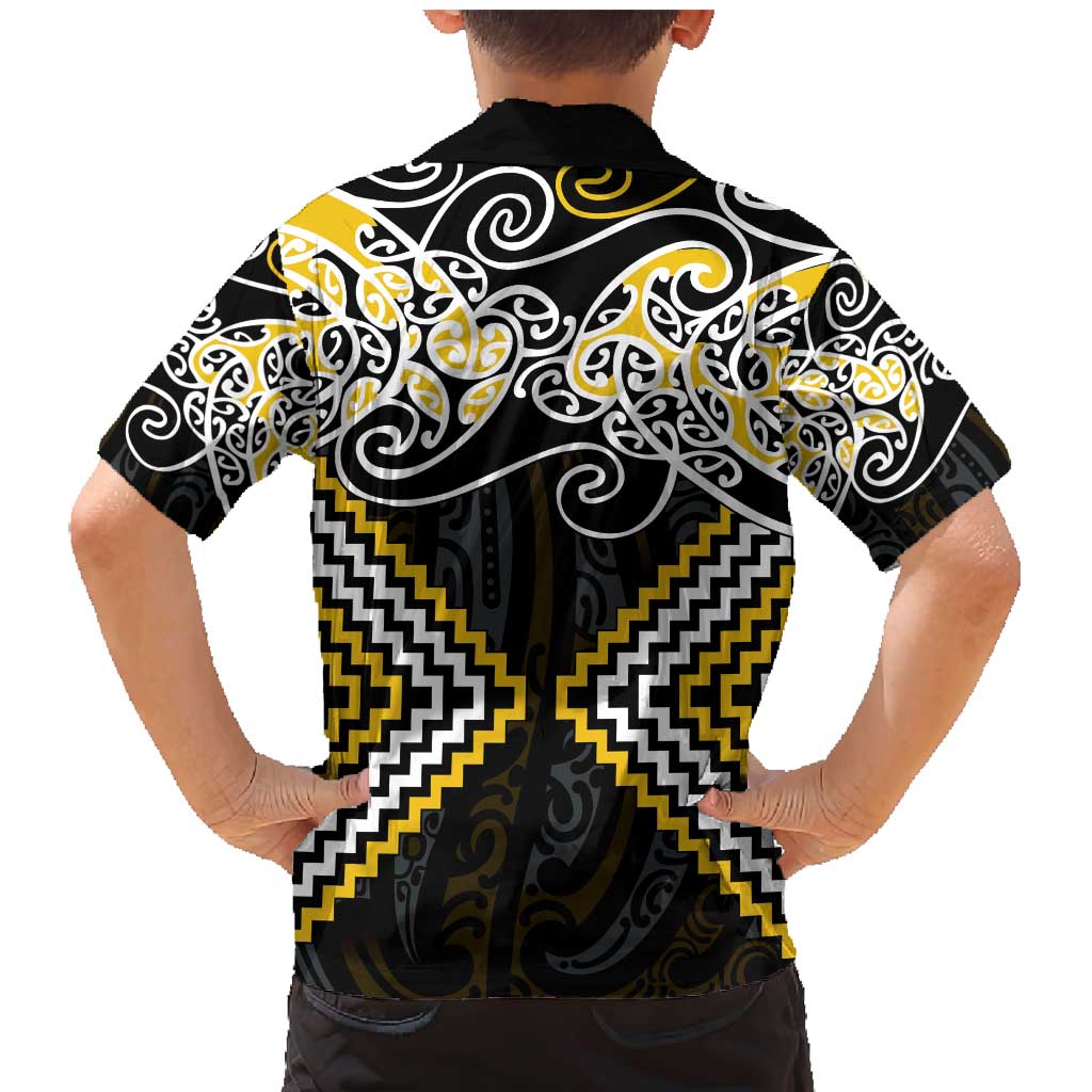 Gold Aotearoa Tukutuku Manawa Tapu Family Matching Mermaid Dress and Hawaiian Shirt Ta Moko Toi Maori LT9 - Polynesian Pride