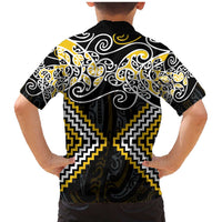 Gold Aotearoa Tukutuku Manawa Tapu Family Matching Mermaid Dress and Hawaiian Shirt Ta Moko Toi Maori LT9 - Polynesian Pride