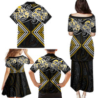 Gold Aotearoa Tukutuku Manawa Tapu Family Matching Puletasi and Hawaiian Shirt Ta Moko Toi Maori LT9 - Polynesian Pride