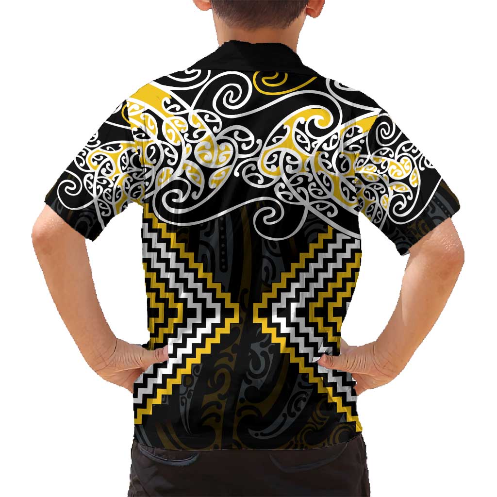 Gold Aotearoa Tukutuku Manawa Tapu Family Matching Summer Maxi Dress and Hawaiian Shirt Ta Moko Toi Maori LT9 - Polynesian Pride