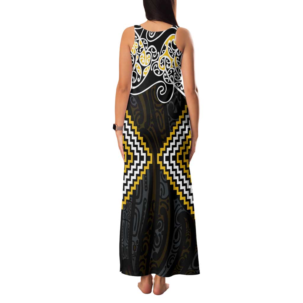 Gold Aotearoa Tukutuku Manawa Tapu Family Matching Tank Maxi Dress and Hawaiian Shirt Ta Moko Toi Maori LT9 - Polynesian Pride