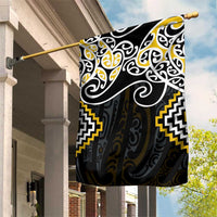 Gold Aotearoa Tukutuku Manawa Tapu Garden Flag Ta Moko Toi Maori LT9 House Flag Gold - Polynesian Pride