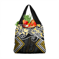 Gold Aotearoa Tukutuku Manawa Tapu Grocery Bag Ta Moko Toi Maori LT9 1-pack One Size Gold - Polynesian Pride