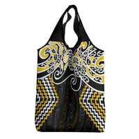 Gold Aotearoa Tukutuku Manawa Tapu Grocery Bag Ta Moko Toi Maori LT9 - Polynesian Pride